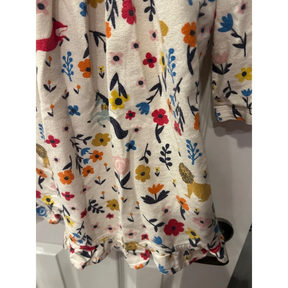 Hanna Andersson Girls Floral Unicorn Lion Long Sleeve Dress Cream 110 US 5 k7004
